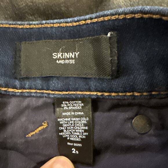 Express Jeans Women's Skinny Mid Rise Stretch Denim Blue Dark Wash Size 2S - Picture 12 of 16